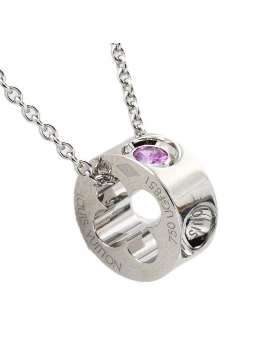 Louis Vuitton Necklace Pendentif Empreinte 750 Pink Sapphire Box Case